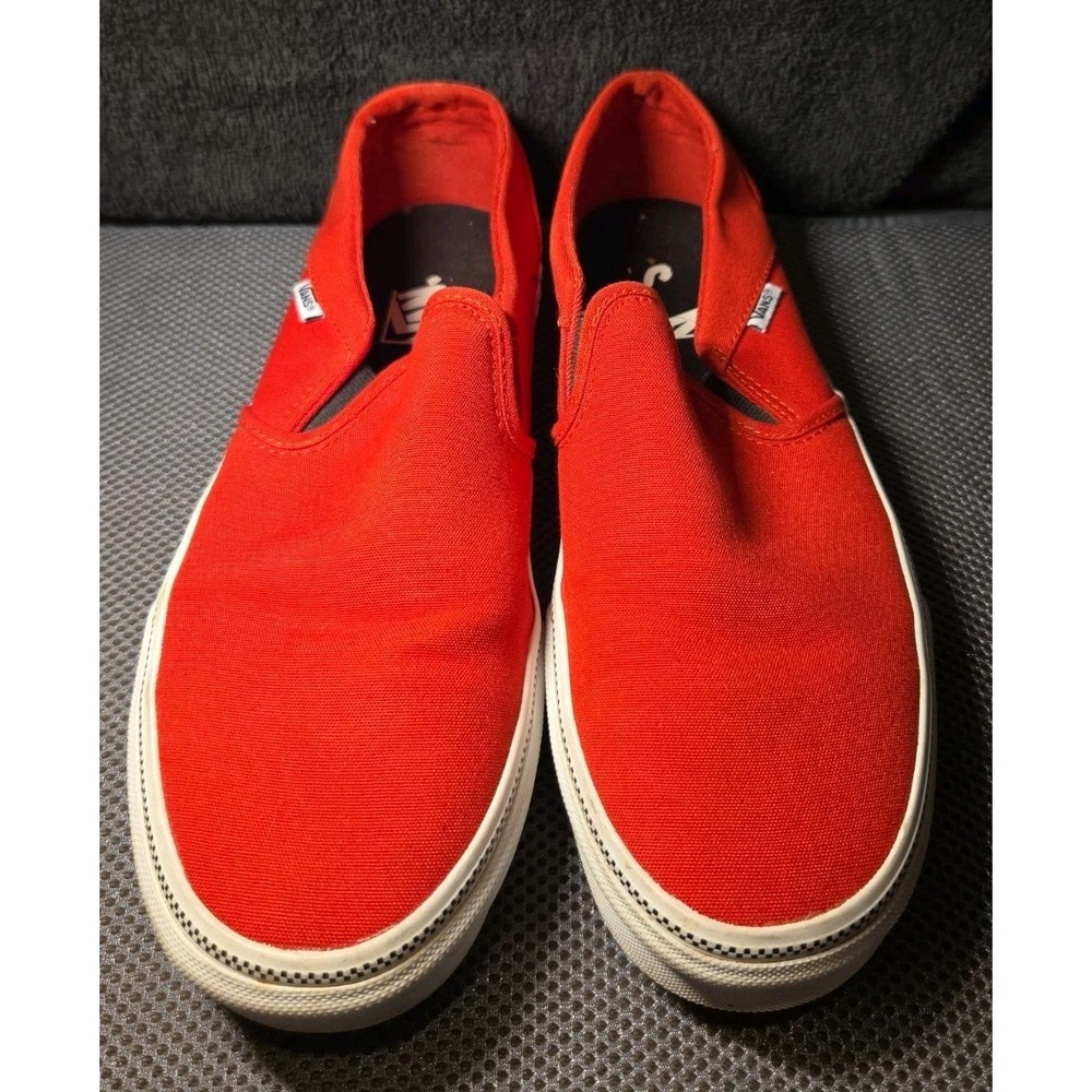 Vans Classic Slip On Womens Size 11 Red Canvas Sneakers Checkerboard Trim